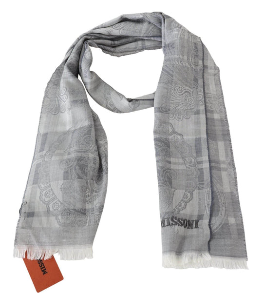 Missoni Schicker grauer Unisex-Wollschal mit Logo-Stickerei - Léoré