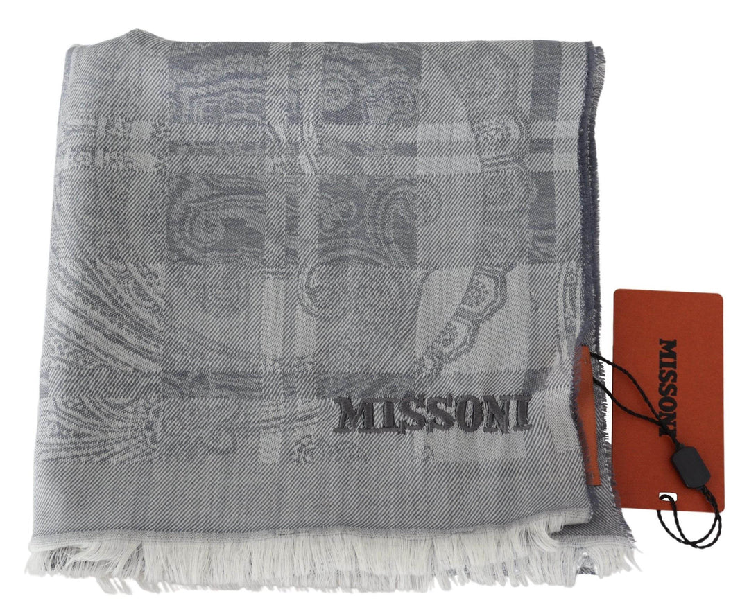 Missoni Schicker grauer Unisex-Wollschal mit Logo-Stickerei - Léoré