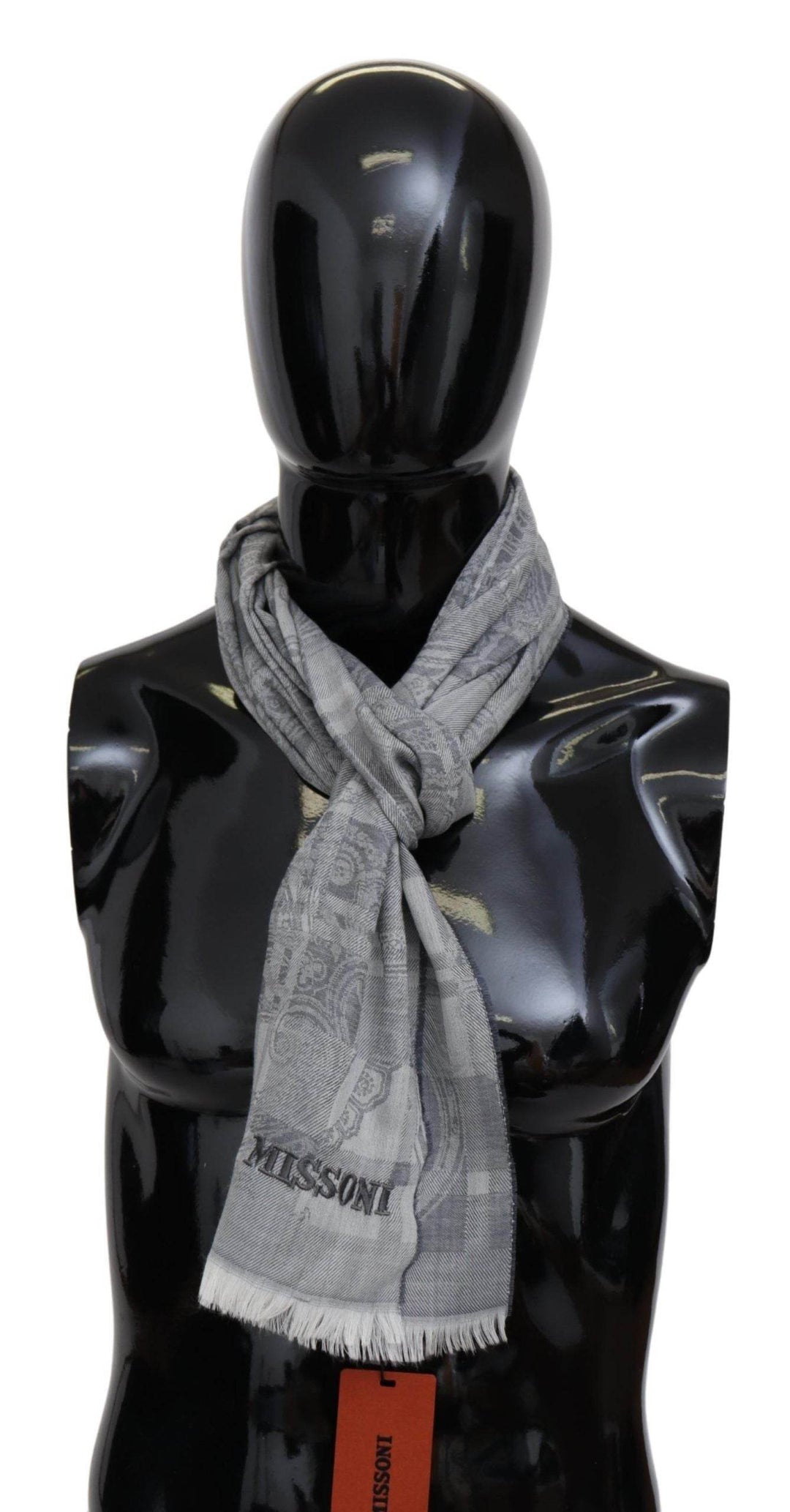 Missoni Schicker grauer Unisex-Wollschal mit Logo-Stickerei - Léoré