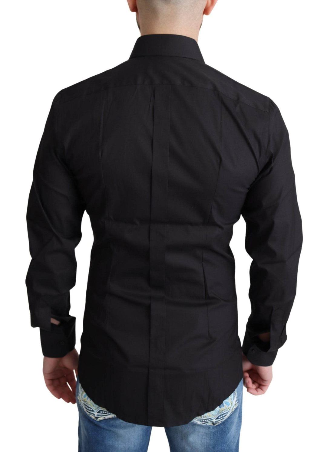 Dolce & Gabbana Elegantes schwarz-goldenes Slim Fit Hemd - Léoré