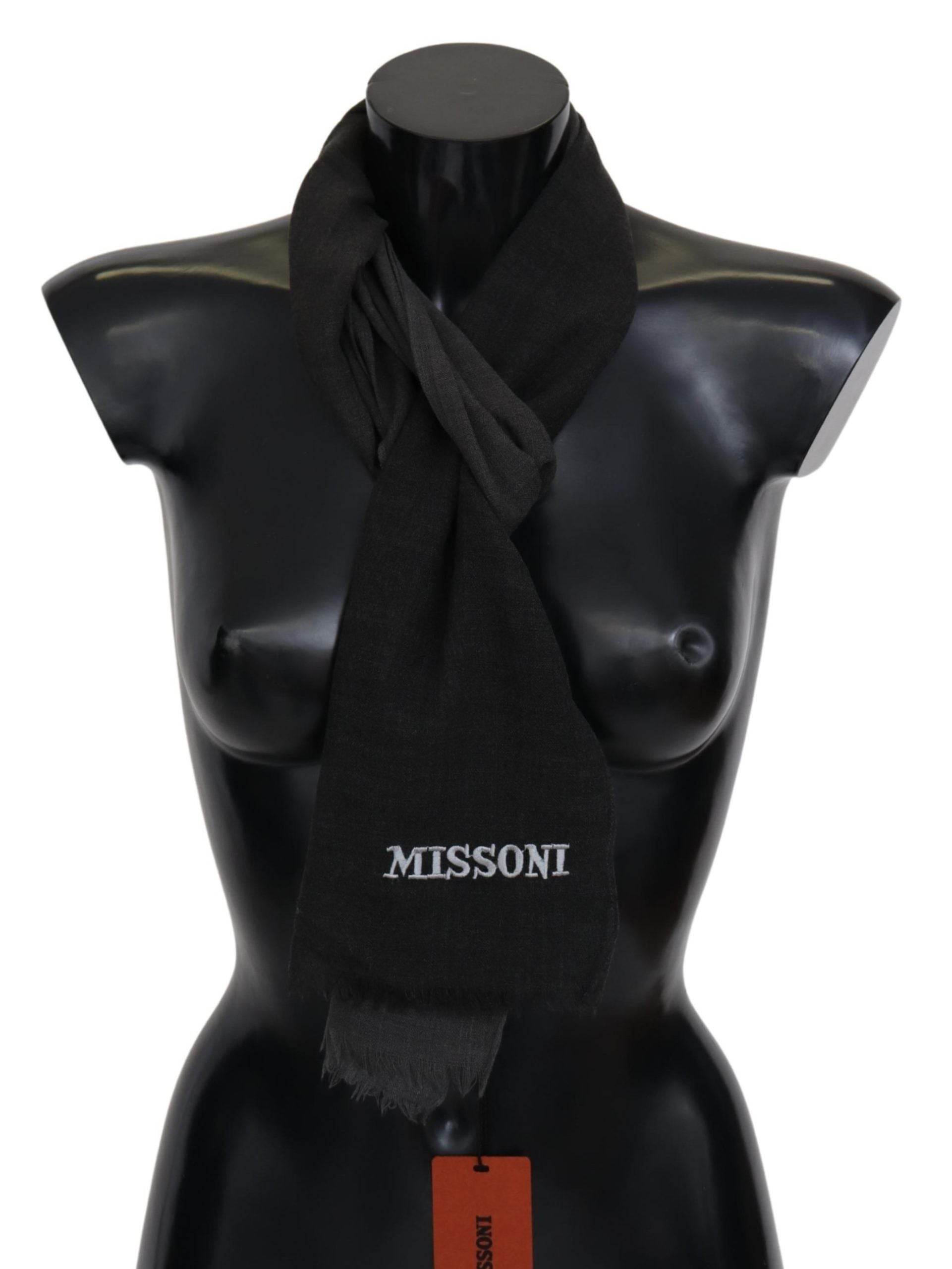 Missoni Eleganter schwarzer Wollschal mit Fransen - Léoré
