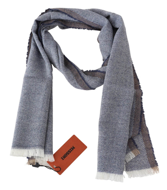 Missoni Eleganter grauer Wollschal mit Streifen und Fransen - Léoré