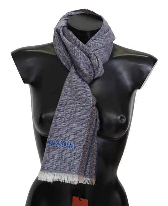 Missoni Eleganter grauer Wollschal mit Streifen und Fransen - Léoré