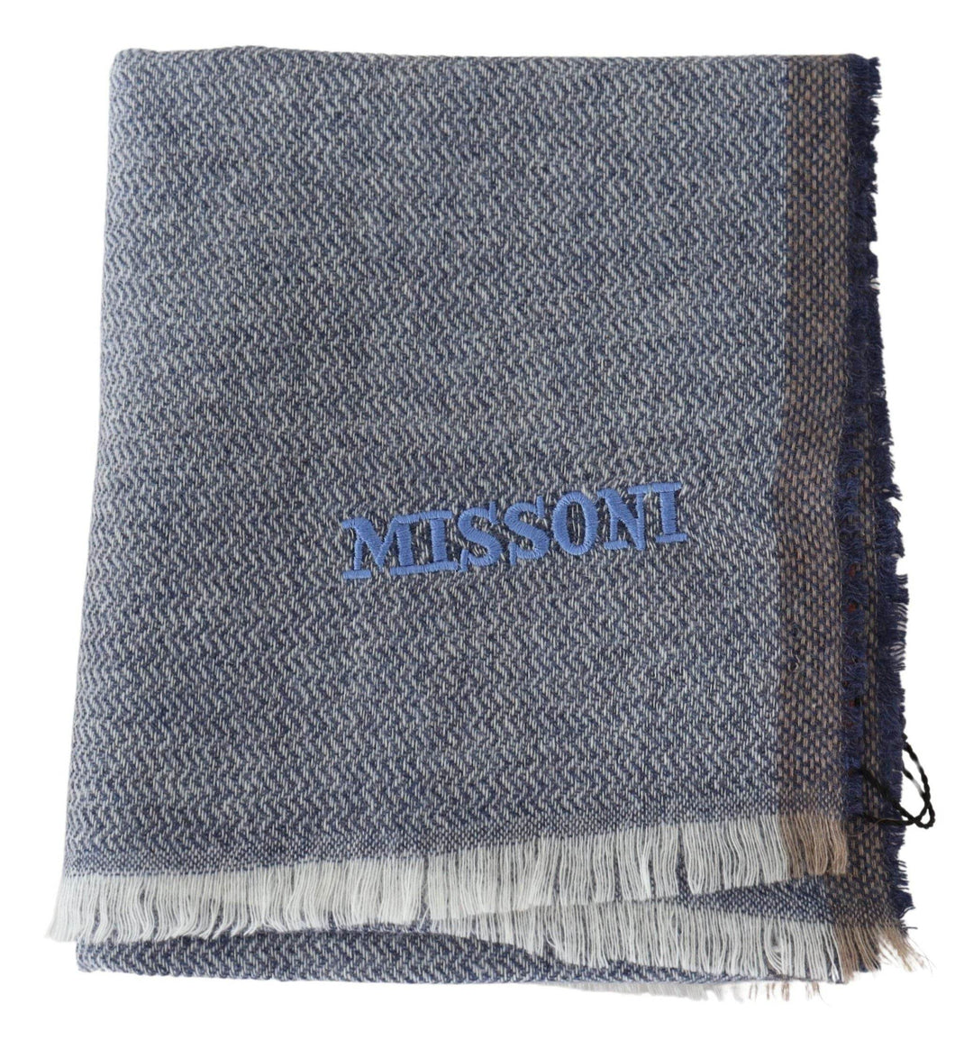 Missoni Eleganter grauer Wollschal mit Streifen und Fransen - Léoré