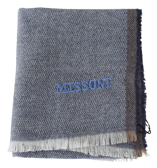 Missoni Eleganter grauer Wollschal mit Streifen und Fransen - Léoré