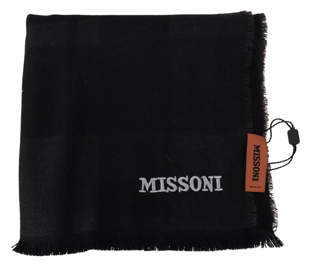 Missoni Eleganter schwarzer Wollschal mit Logo-Stickerei - Léoré