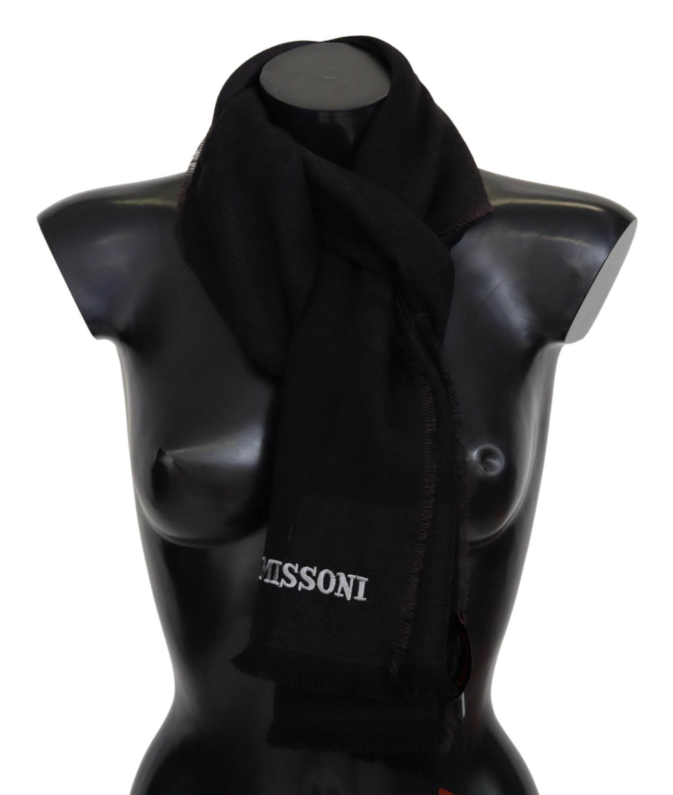 Missoni Eleganter schwarzer Wollschal mit Logo-Stickerei - Léoré