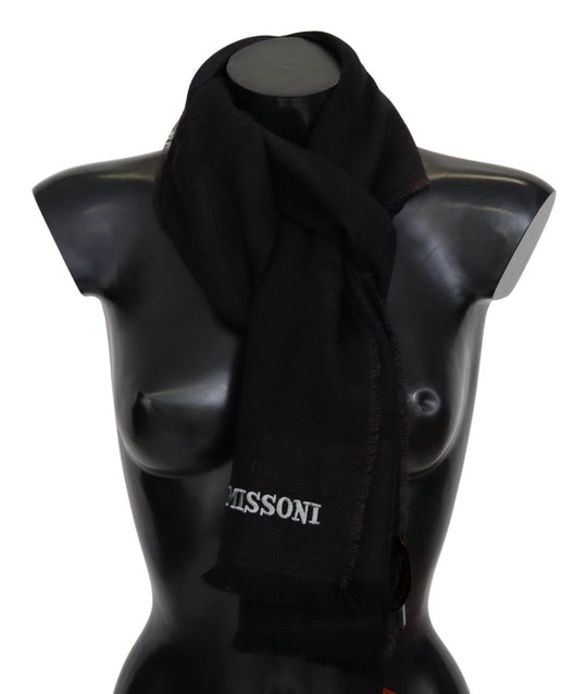 Missoni Eleganter schwarzer Wollschal mit Logo-Stickerei - Léoré