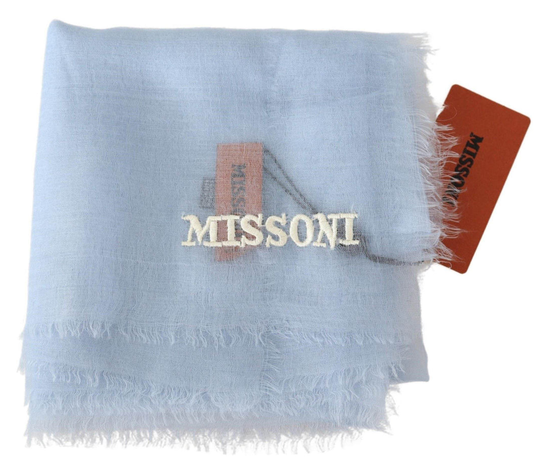 Missoni Eleganter hellblauer Kaschmirschal mit Fransen - Léoré