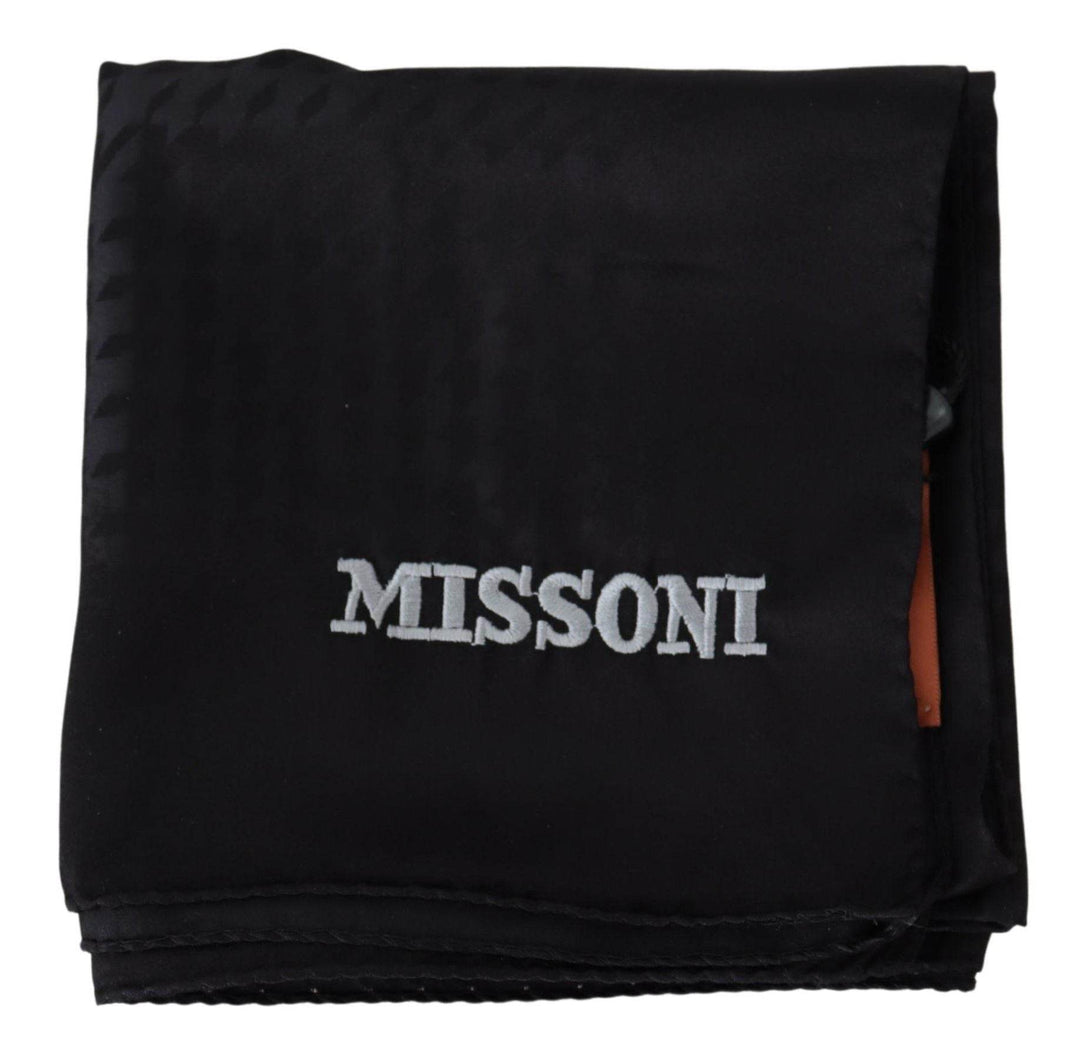 Missoni Eleganter schwarzer Wollschal mit gesticktem Logo - Léoré