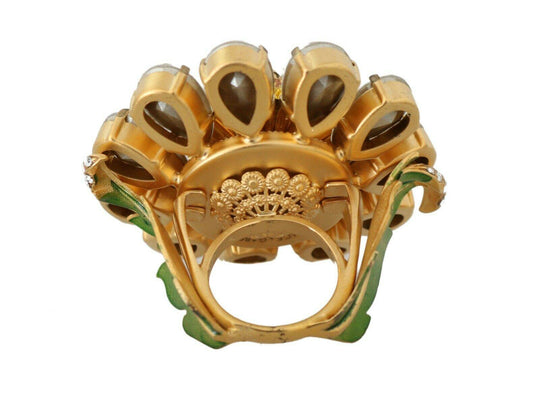 Dolce & Gabbana Kristall Blume Aussage Ring Größe US 7.5 - Léoré