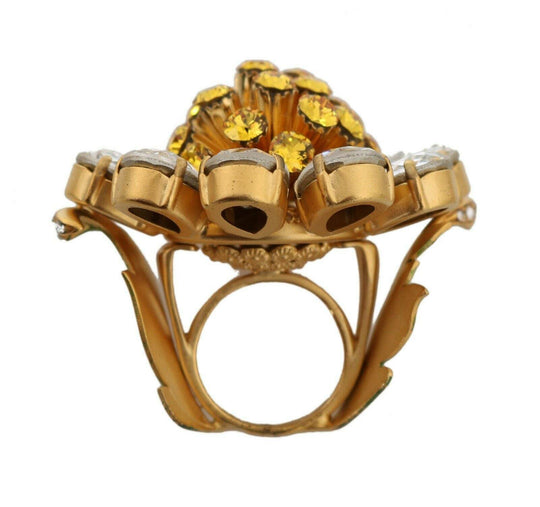 Dolce & Gabbana Kristall Blume Aussage Ring Größe US 7.5 - Léoré
