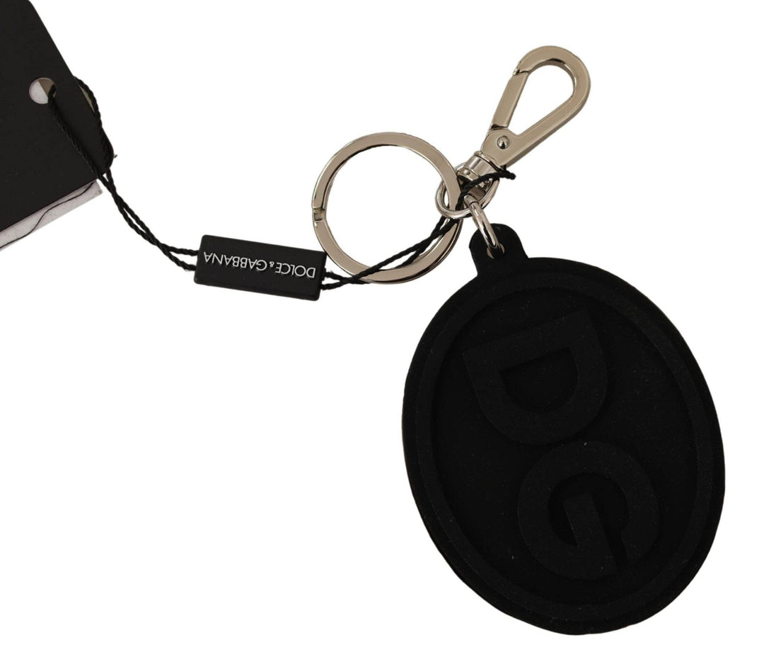 Dolce & Gabbana Chic Schwarzer Gummi & Messing Logo Schlüsselanhänger - Léoré