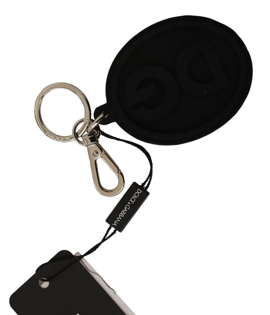 Dolce & Gabbana Chic Schwarzer Gummi & Messing Logo Schlüsselanhänger - Léoré