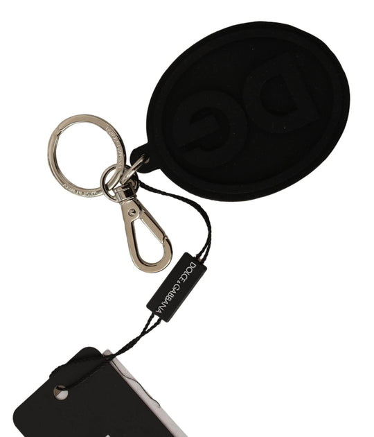 Dolce & Gabbana Chic Schwarzer Gummi & Messing Logo Schlüsselanhänger - Léoré