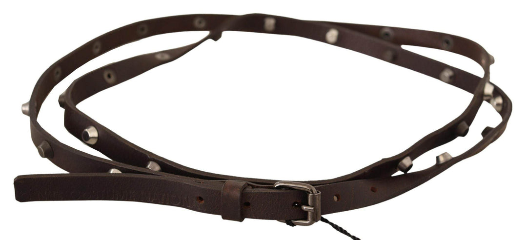 Costume National Schicker brauner Ledergürtel mit silberner Schnalle - Léoré