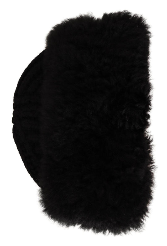 Dolce & Gabbana Elegante Schwarze Kaschmir Alpaka Pelz Mütze - Léoré