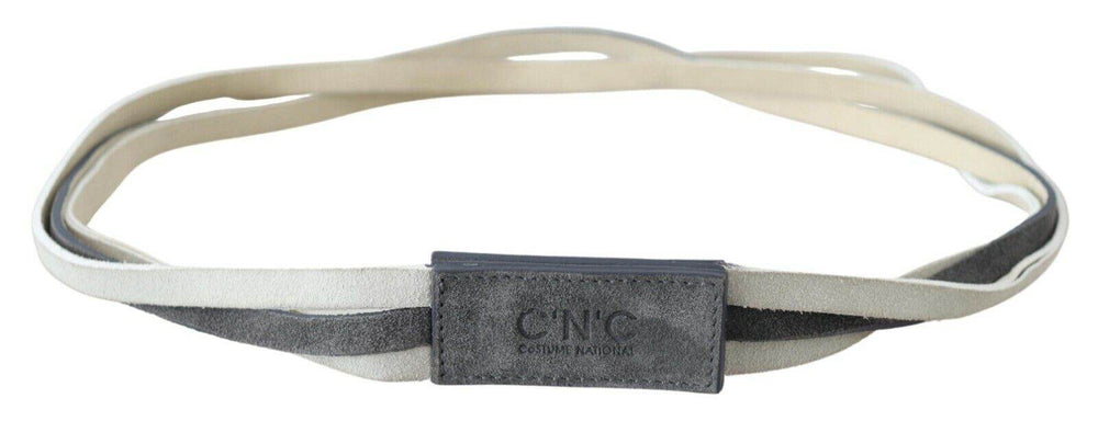 Costume National Schicker Logo-Gürtel aus weißem Leder - Léoré