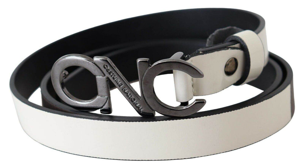 Costume National Metallisch grauer Modegürtel aus italienischem Leder - Léoré