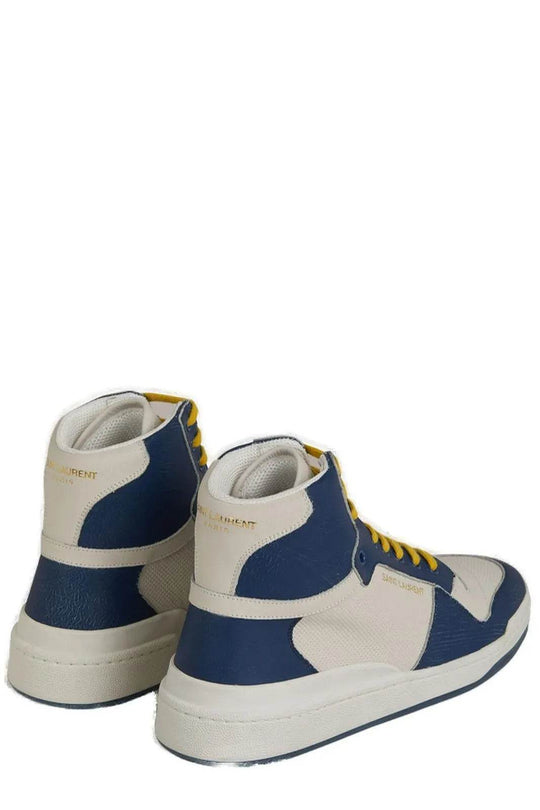 Saint Laurent Erhöhen Sie Ihren Stil mit blauen Luxus-Sneakers in mittlerer Höhe - Léoré