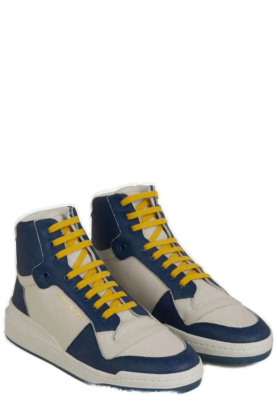 Saint Laurent Erhöhen Sie Ihren Stil mit blauen Luxus-Sneakers in mittlerer Höhe - Léoré