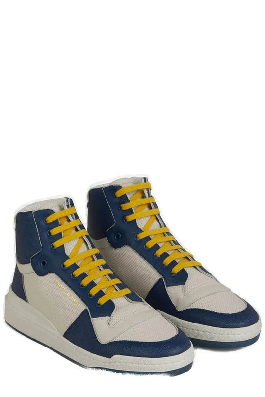 Saint Laurent Erhöhen Sie Ihren Stil mit blauen Luxus-Sneakers in mittlerer Höhe - Léoré