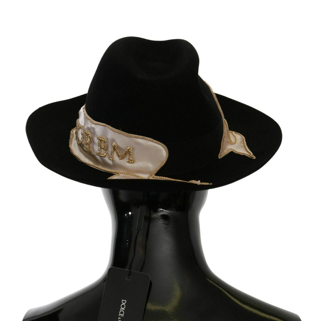Dolce & Gabbana Eleganter schwarzer Lapin Panamahut mit breiter Krempe - Léoré