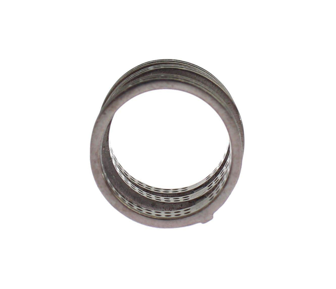 Nialaya Schicker Schwarzer Kristall Sterling Silber Ring - Léoré