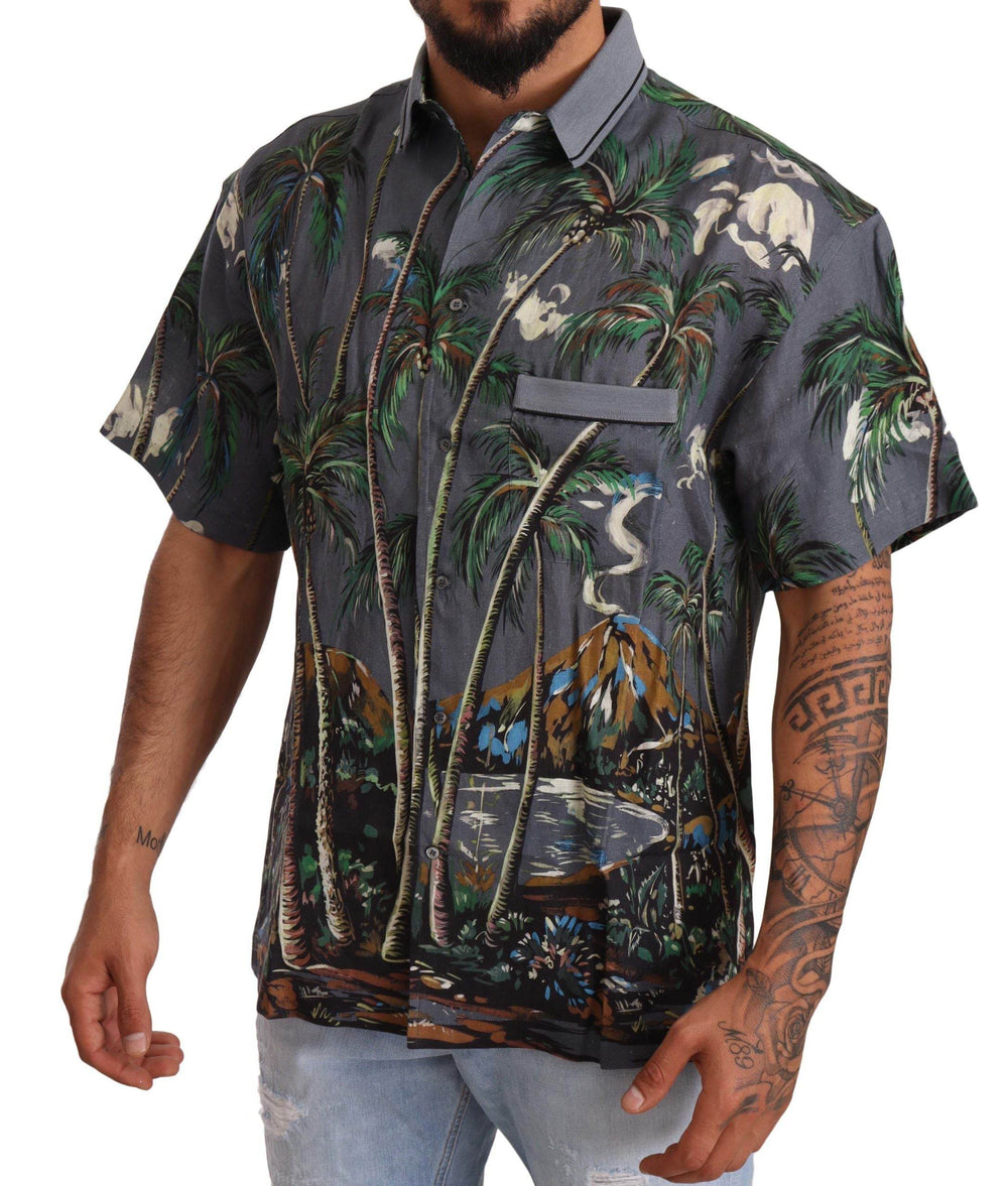 Dolce & Gabbana Tropical Elegance Leinen Seide Herrenhemd - Léoré