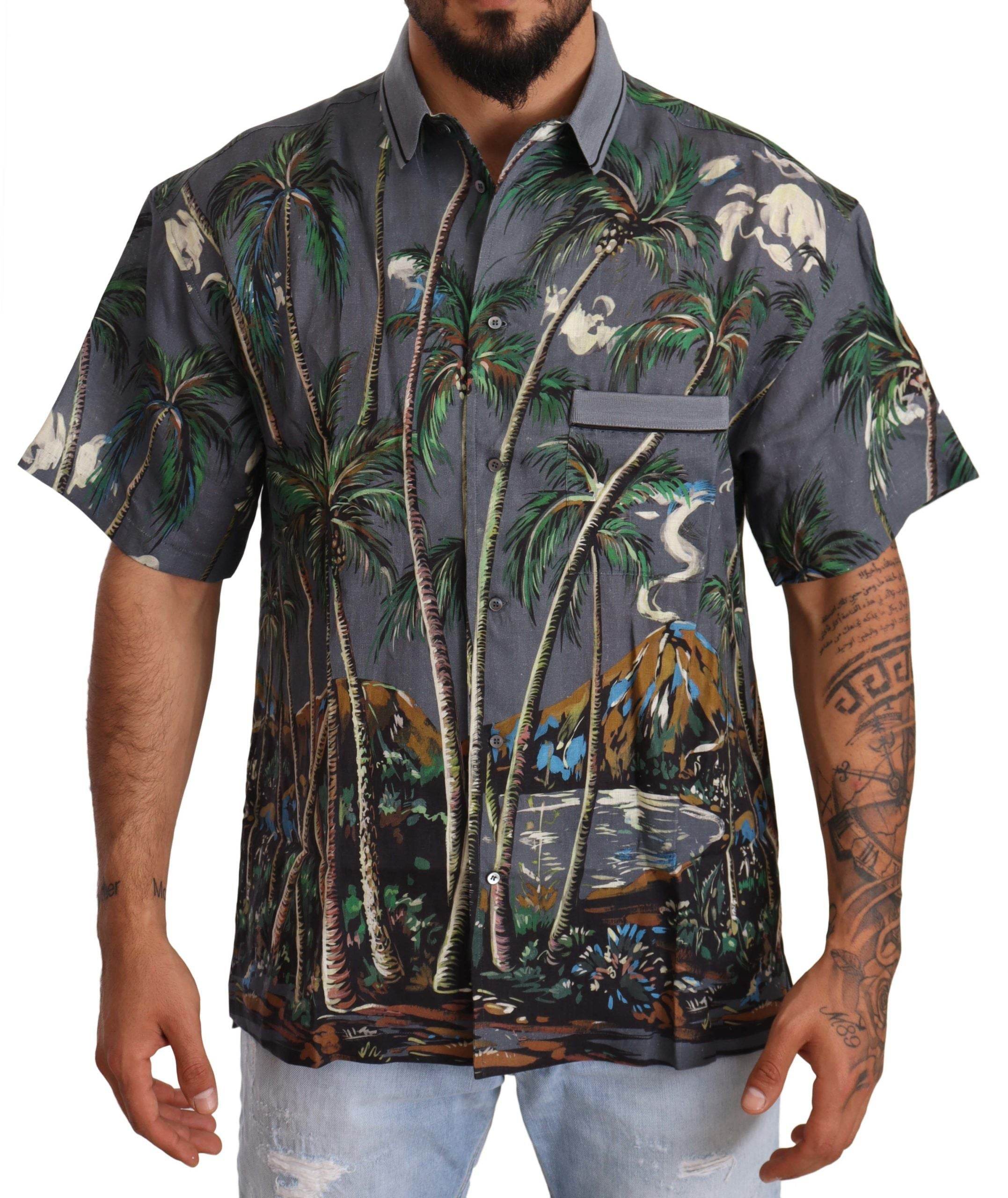 Dolce & Gabbana Tropical Elegance Leinen Seide Herrenhemd - Léoré