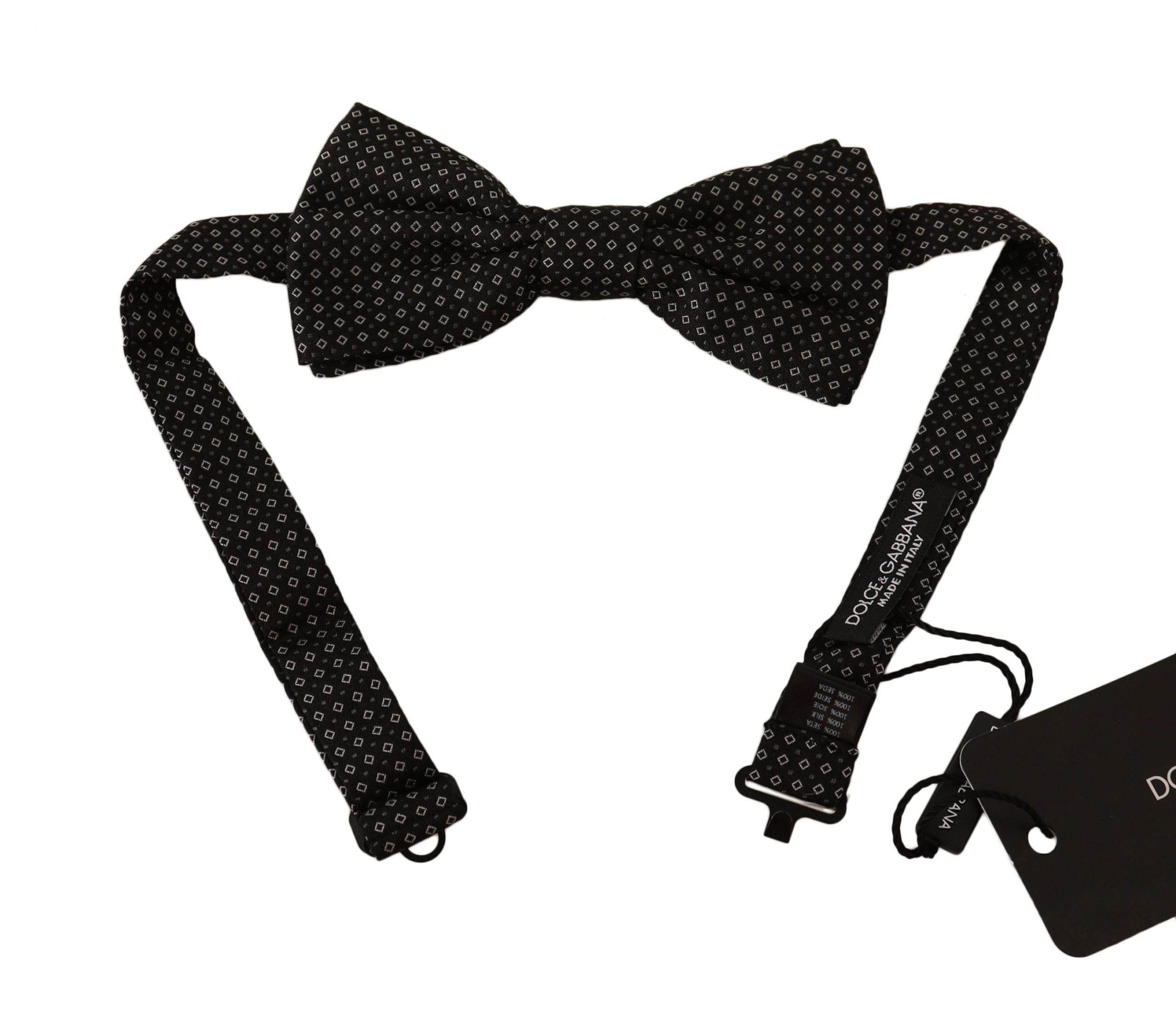 Dolce & Gabbana Elegante gemusterte Seidenfliege in Schwarz - Léoré