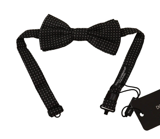 Dolce & Gabbana Elegante gemusterte Seidenfliege in Schwarz - Léoré