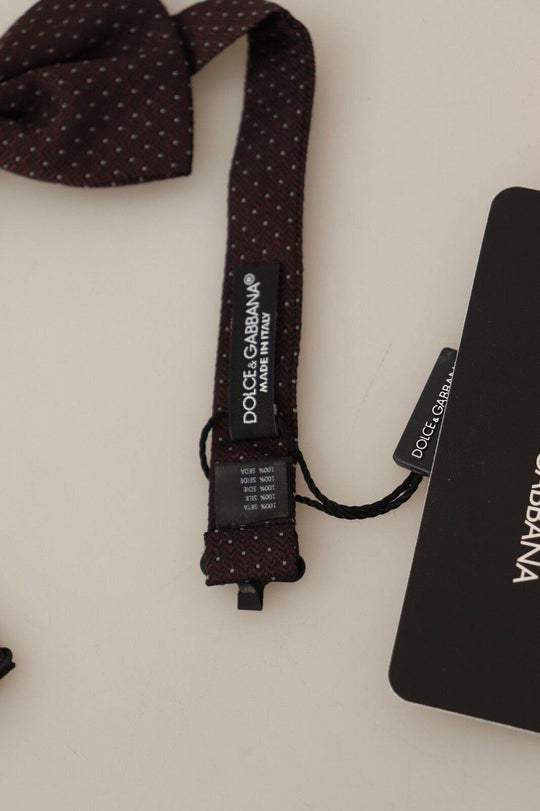 Dolce & Gabbana Elegante Seidenfliege mit braunem Punktmuster - Léoré