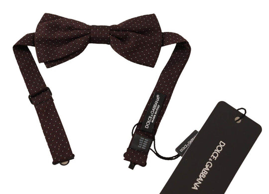 Dolce & Gabbana Elegante Seidenfliege mit braunem Punktmuster - Léoré