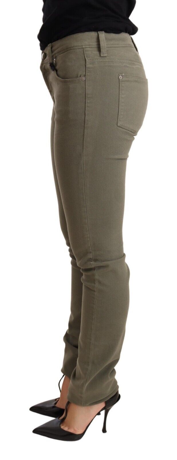 Ermanno Scervino Grüne Low Waist Skinny Slim Trouser Baumwolljeans