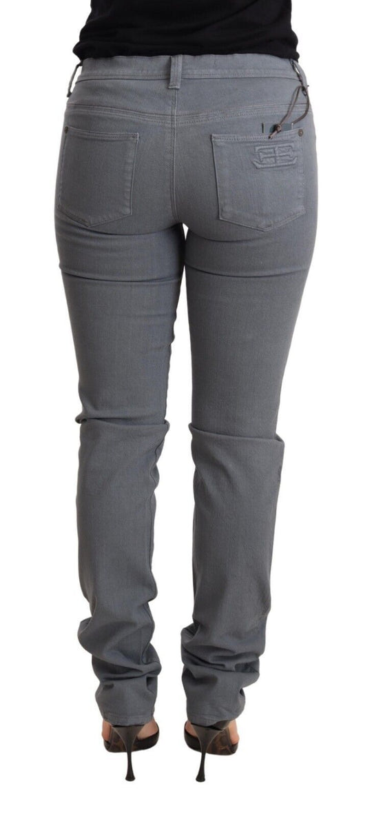 Ermanno Scervino Graue Skinny Slim Trouser Baumwolljeans mit niedriger Taille