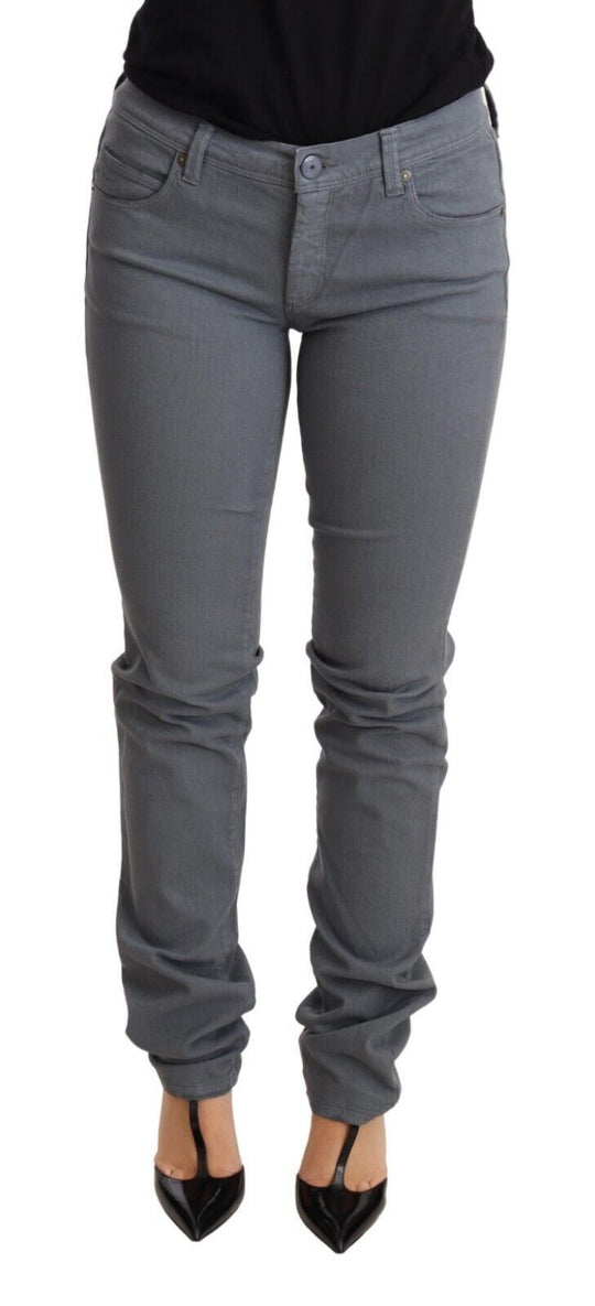 Ermanno Scervino Graue Skinny Slim Trouser Baumwolljeans mit niedriger Taille