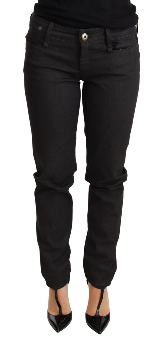 Ermanno Scervino Schwarze Skinny Slim Trouser Baumwolljeans mit niedriger Taille
