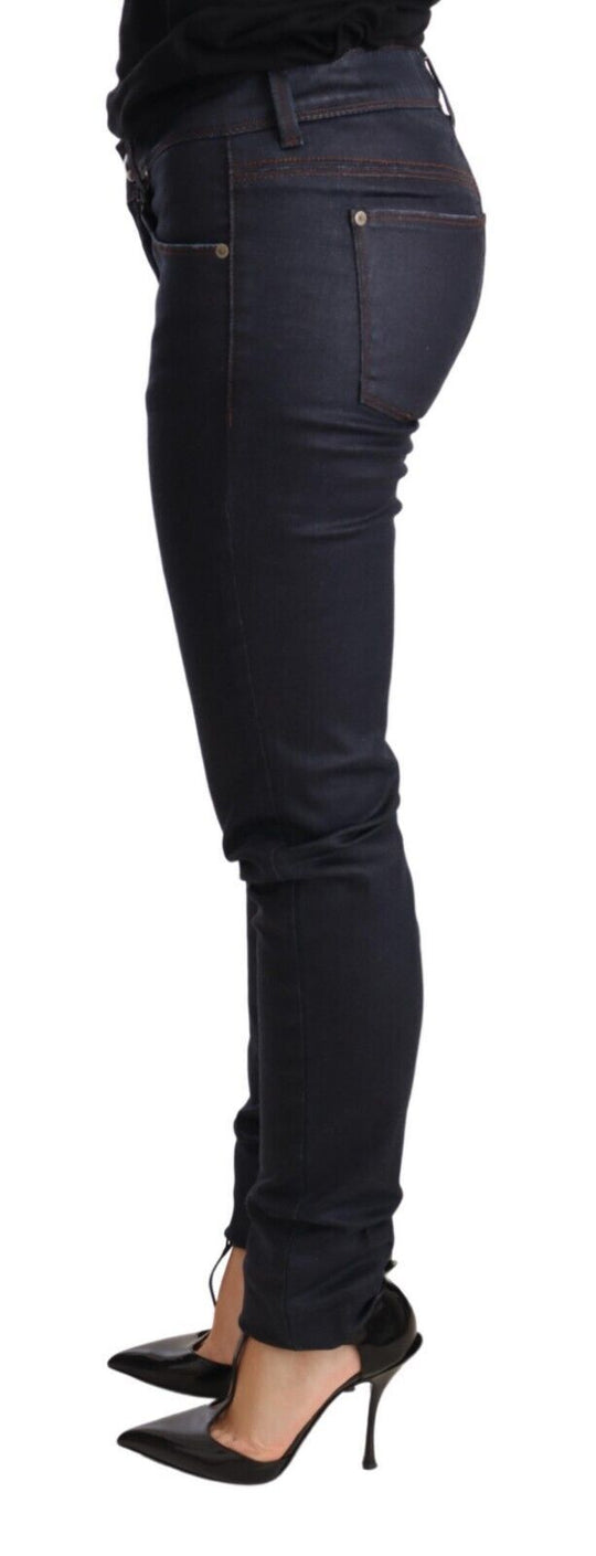 Ermanno Scervino Blaue Low Waist Skinny Slim Trouser Baumwolljeans