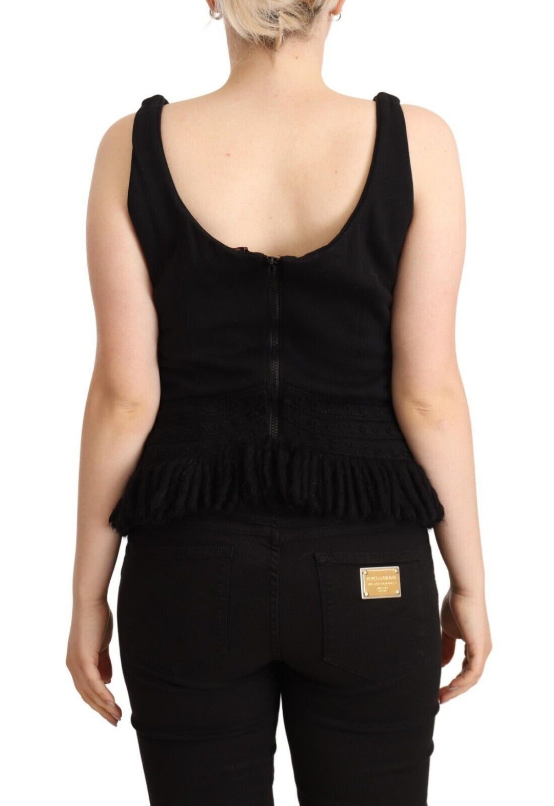 Ermanno Scervino Schwarzes Cotton Sleevelesss Tank Casual Top