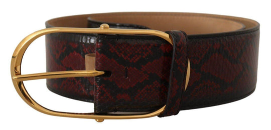 Dolce & Gabbana Eleganter roter Pythonledergürtel mit goldener Schnalle - Léoré