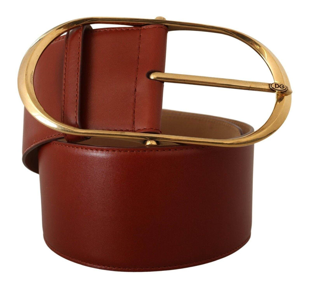Dolce & Gabbana Eleganter kastanienbrauner Ledergürtel mit goldenen Akzenten - Léoré
