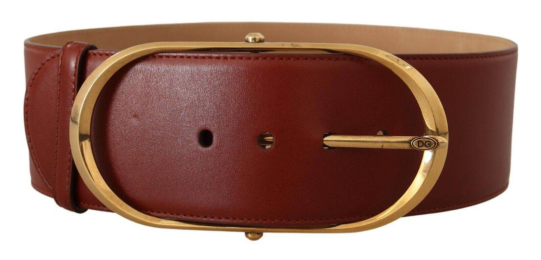 Dolce & Gabbana Eleganter kastanienbrauner Ledergürtel mit goldenen Akzenten - Léoré