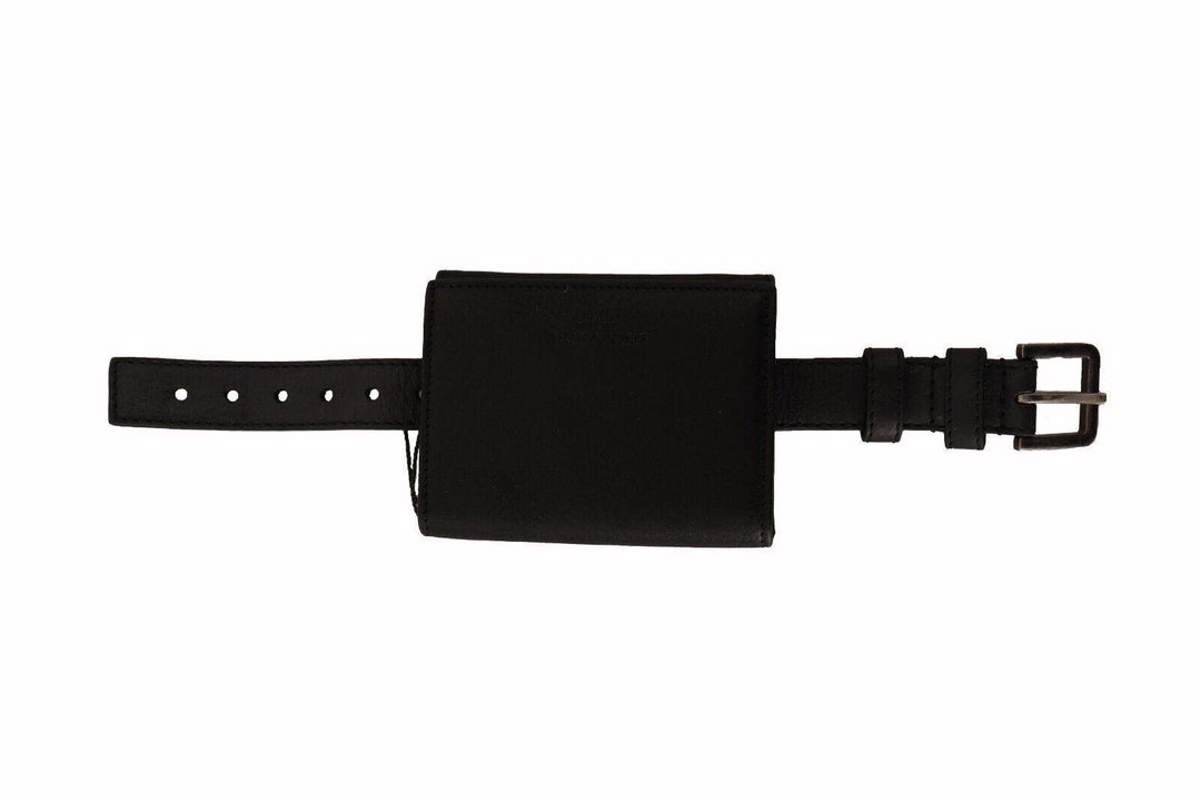 Dolce & Gabbana Elegantes schwarzes Leder Trifold Multi Kit - Léoré