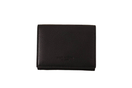 Dolce & Gabbana Elegantes schwarzes Leder Trifold Multi Kit - Léoré