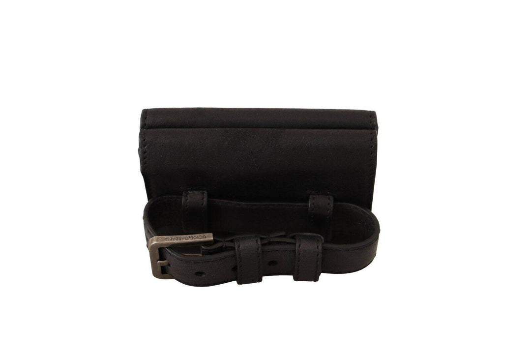 Dolce & Gabbana Elegantes schwarzes Leder Trifold Multi Kit - Léoré