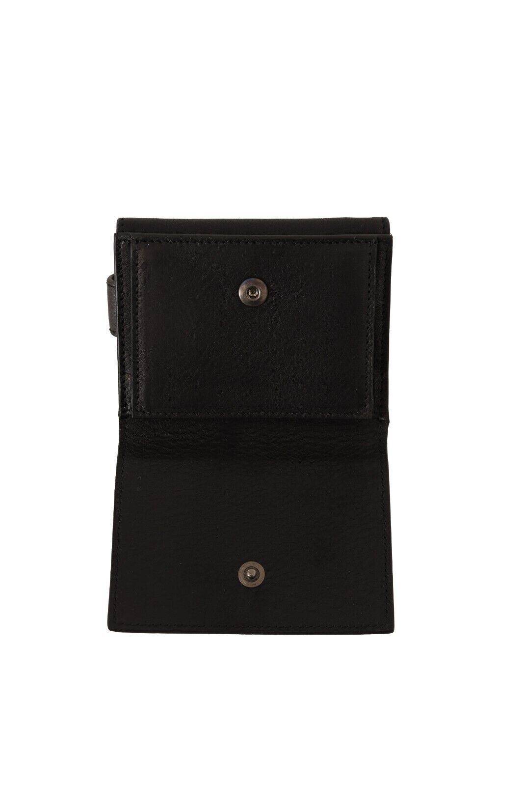 Dolce & Gabbana Elegantes schwarzes Leder Trifold Multi Kit - Léoré
