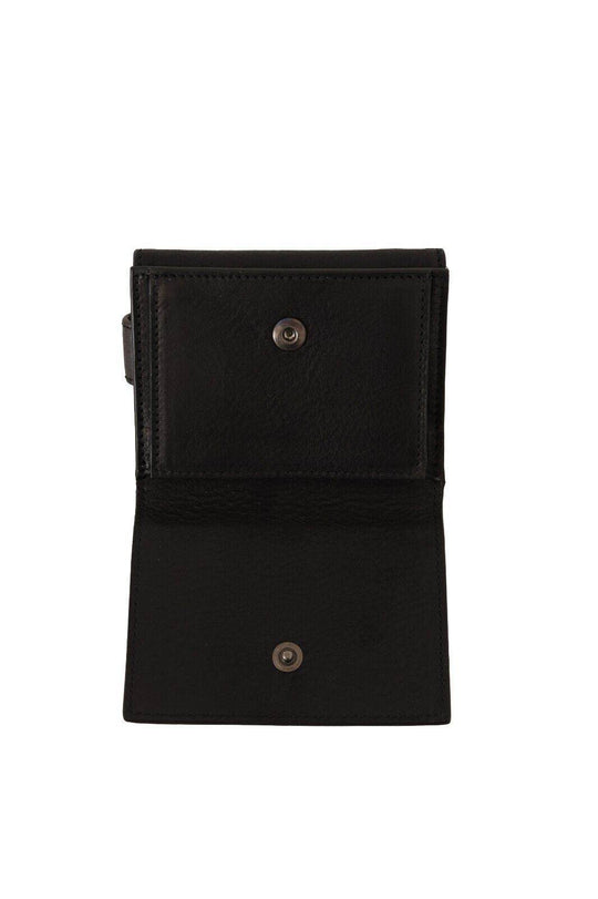 Dolce & Gabbana Elegantes schwarzes Leder Trifold Multi Kit - Léoré