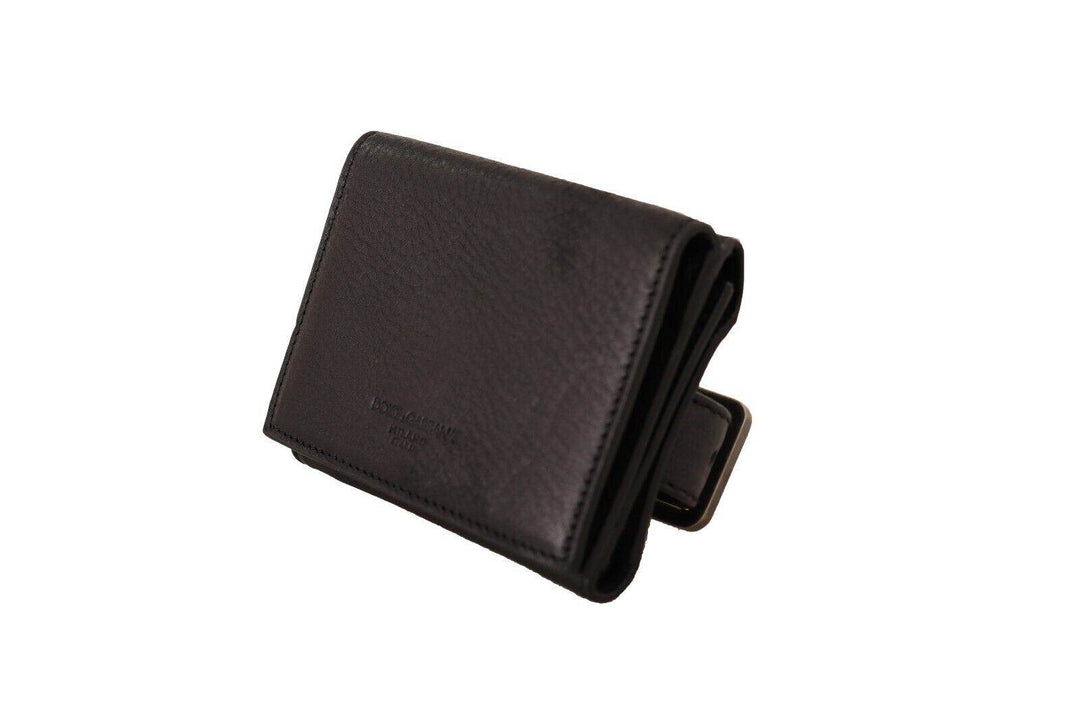 Dolce & Gabbana Elegantes schwarzes Leder Trifold Multi Kit - Léoré