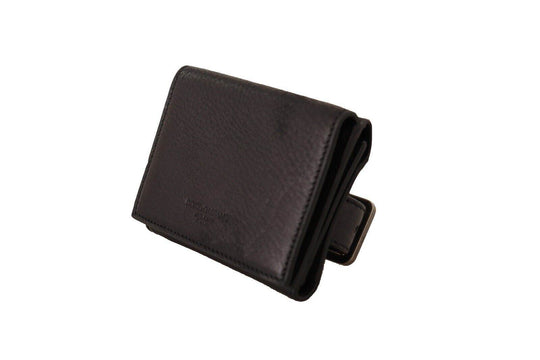 Dolce & Gabbana Elegantes schwarzes Leder Trifold Multi Kit - Léoré